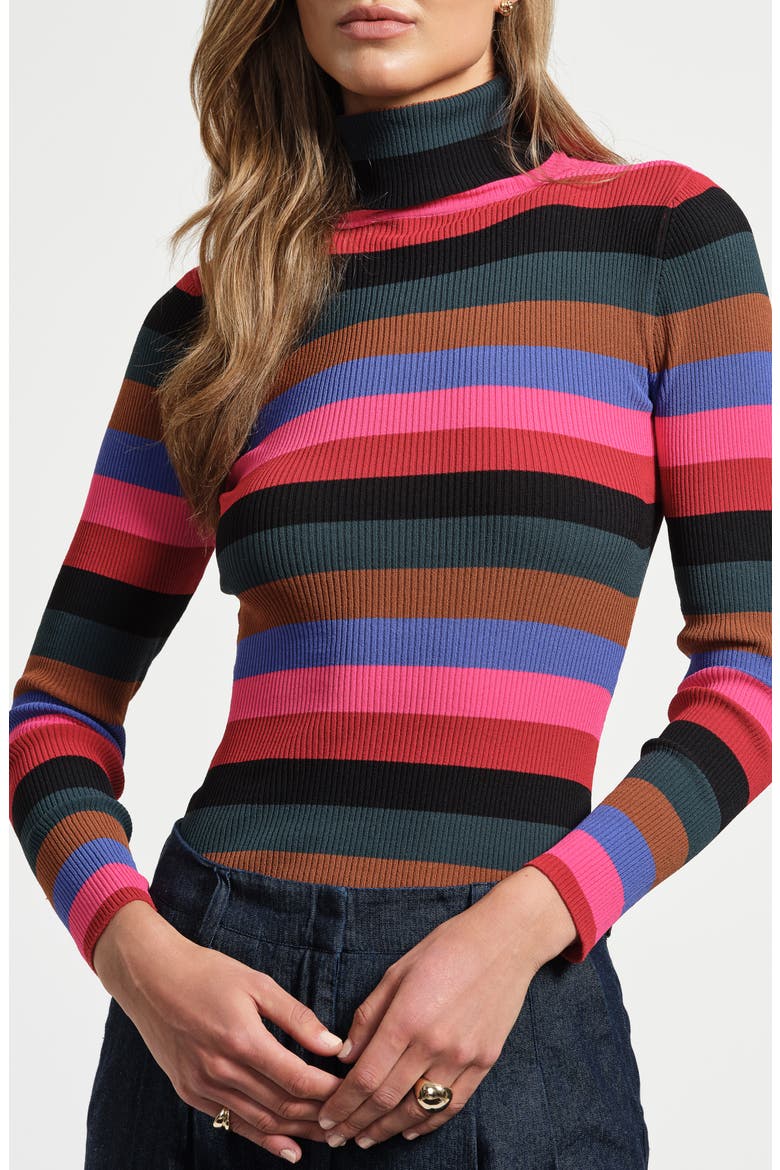 Stripe Turtleneck Rib Sweater, Main, color, MULTI STRIPE
