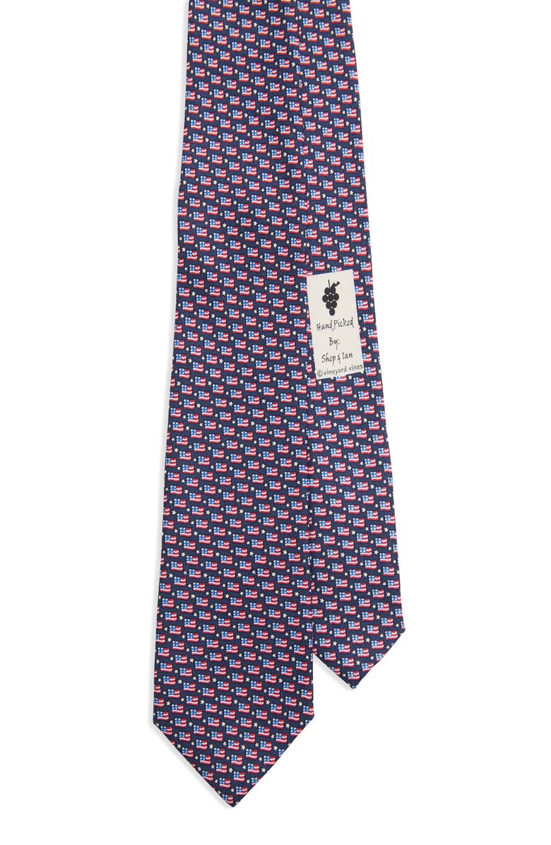 vineyard vines Kids' Flag Silk Tie, Main, color, Navy