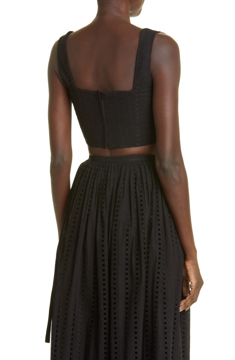 Adam Lippes Embroidered Eyelet Cotton Crop Top, Alternate, color, Black