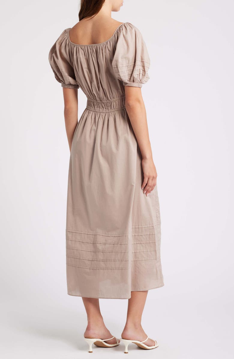 & Other Stories Pleat Detail Cotton Dress, Alternate, color, Mole Medium Dusty