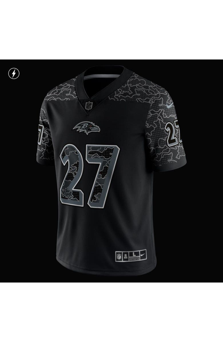 Nike Men's Nike J.K. Dobbins Black Baltimore Ravens RFLCTV Limited Jersey, Alternate, color, 