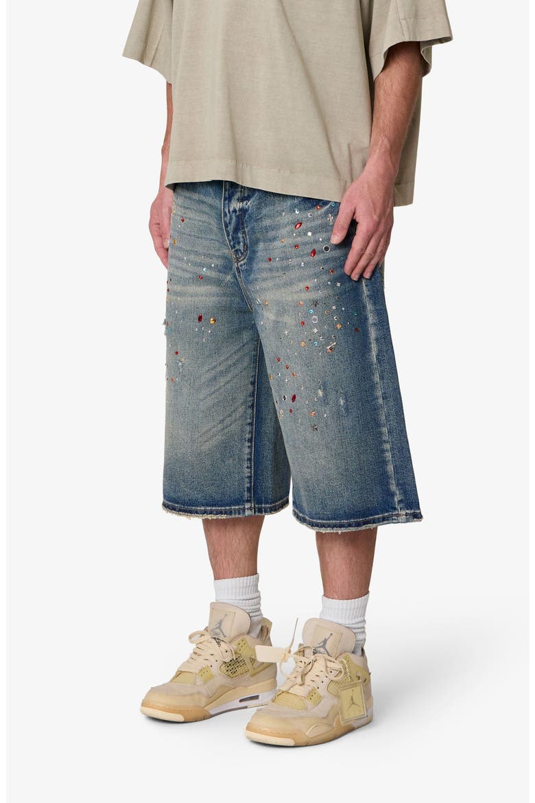 Ultrabaggy Embellished Denim Shorts, Alternate, color, BLUE