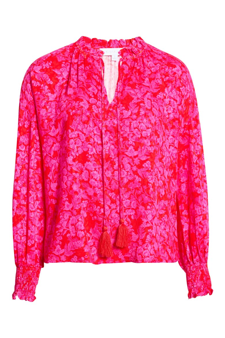 Weylin Split Neck Top, Alternate, color, RED-FUCHSIA