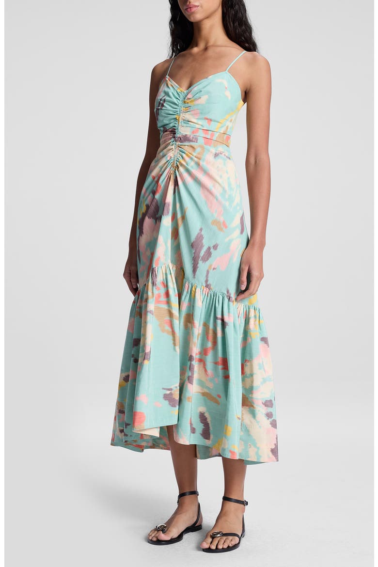 Lindsey Print Ruched Dress, Alternate, color, MINT MULTI