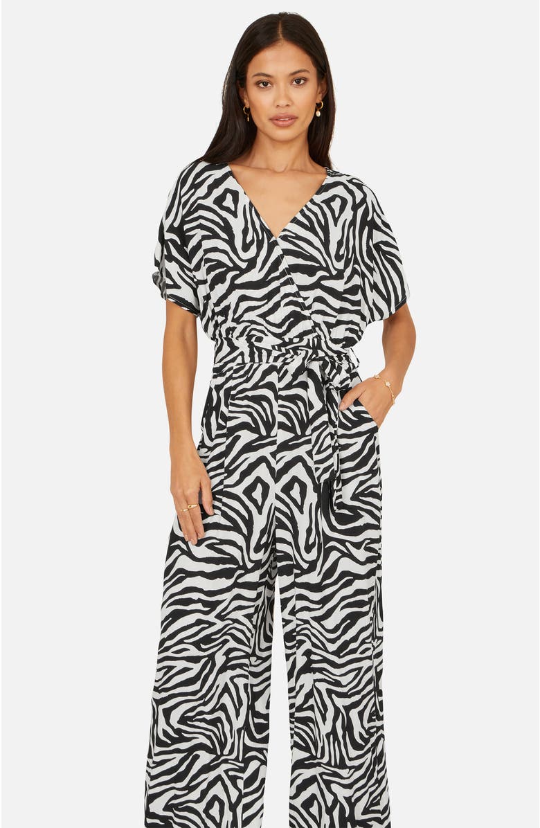 Yumi Zebra Print Relaxed Jumpsuit, Alternate, color, Black
