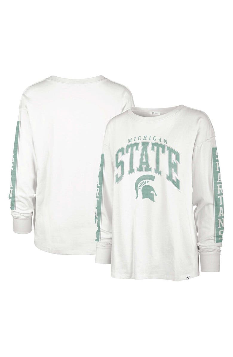 '47 Women's '47 Cream Michigan State Spartans Statement SOA 3-Hit Long Sleeve T-Shirt, Main, color, White