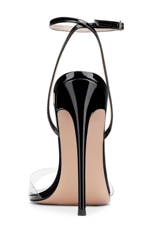 Femme La Gg Ankle Strap Pointed Toe Sandal In Black