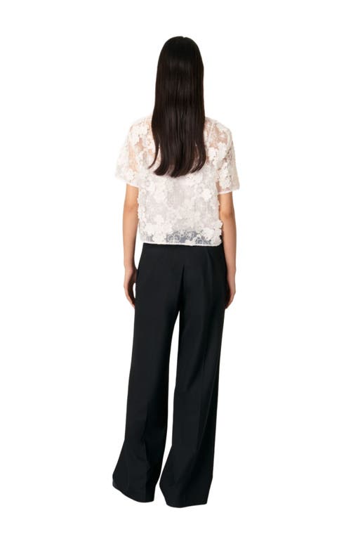Maje Embroidered Short-sleeved Top In White