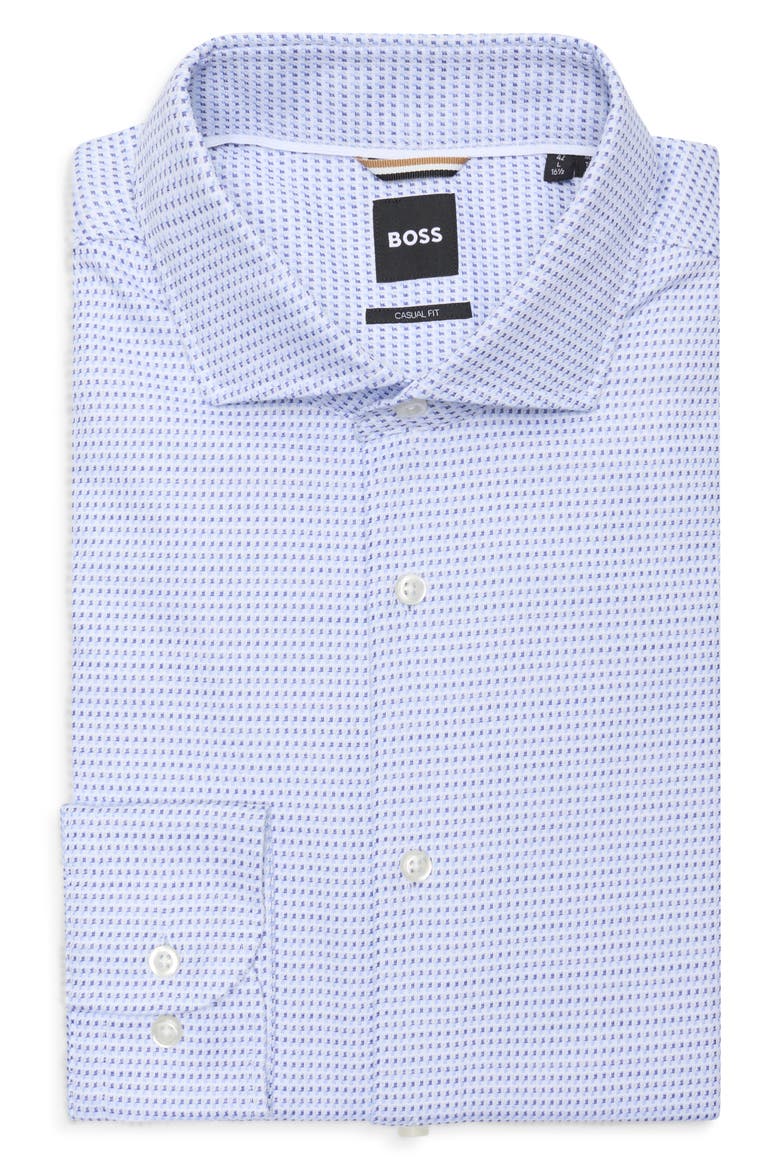 Hal Casual Fit Cotton Dress Shirt, Main, color, MED BU