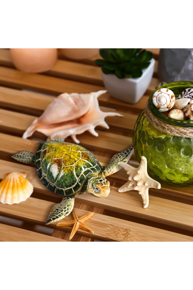 5.5" Resin Sea Turtle Tabletop Figurine Coastal Beach Decor, Alternate, color, Green