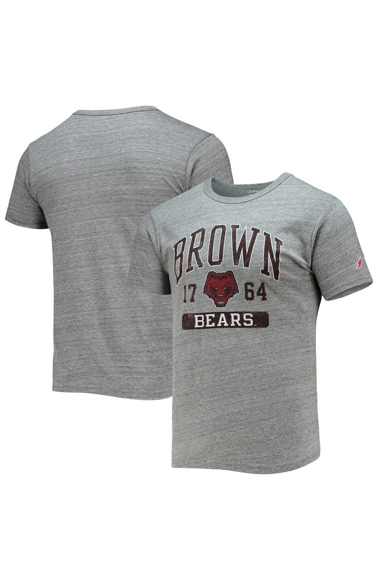 LEAGUE COLLEGIATE WEAR Men's League Collegiate Wear Heathered Gray Brown Bears Volume Up Victory Falls Tri-Blend T-Shirt, Main, color,