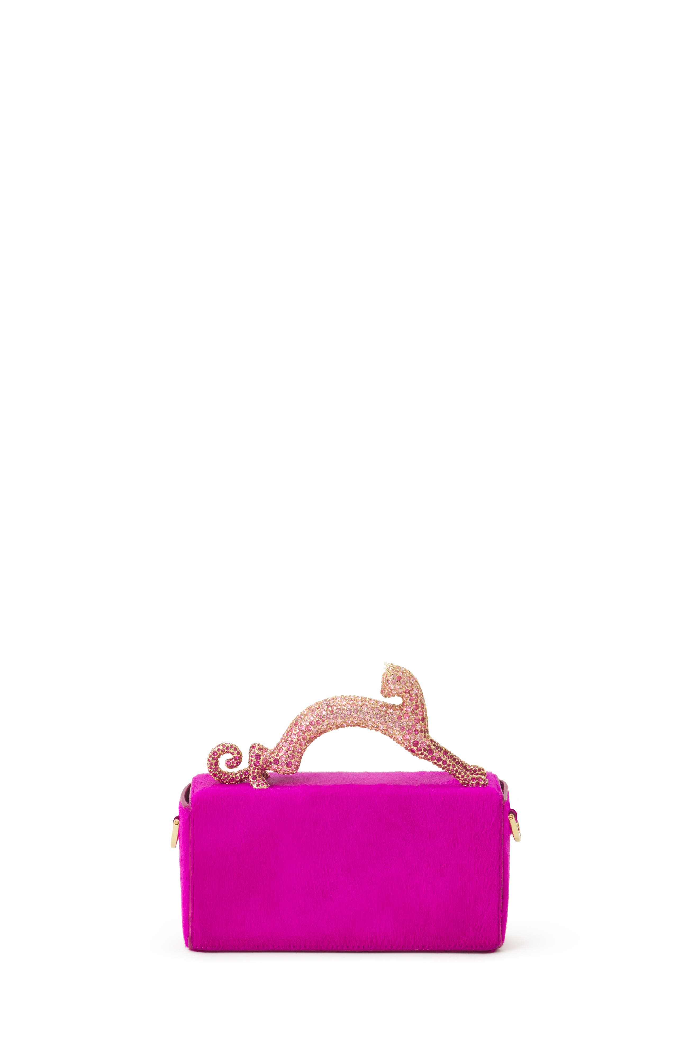Pencil Cat Nano Bag In Pony And Rhinestones, Alternate, color, Bright Pink