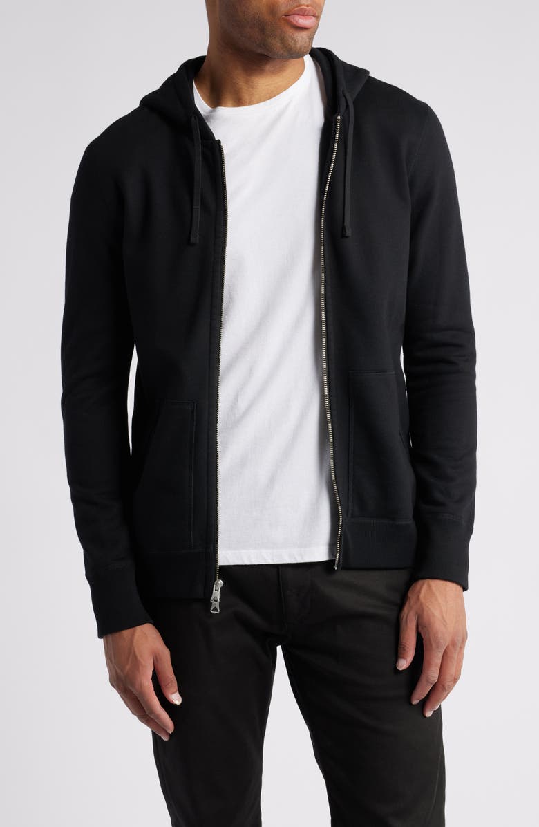 Reigning Champ Midweight Terry Slim Zip Hoodie, Main, color, Black