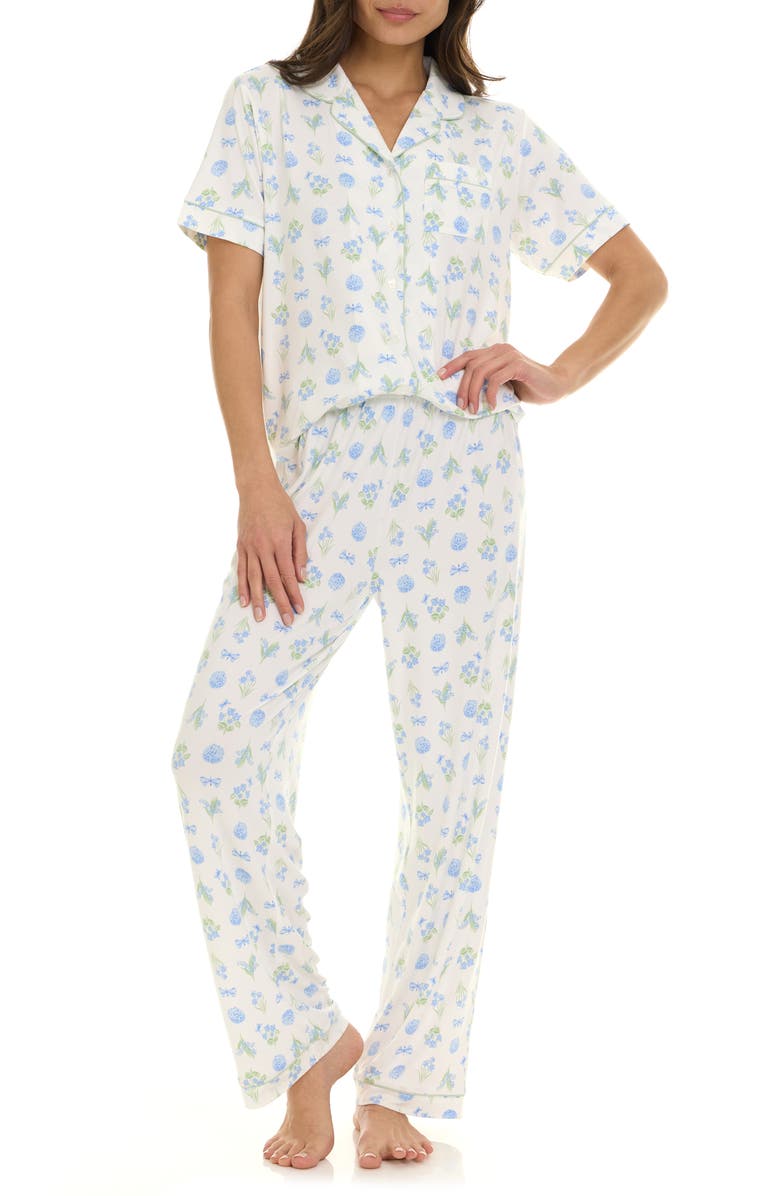 Flora By Flora Nikrooz Gabriella Piped Jersey Pajamas, Alternate, color, Cream