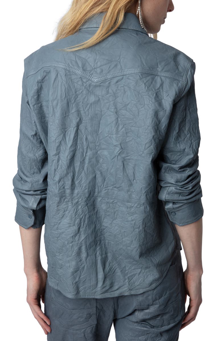 Zadig & Voltaire Thelma Cuir Froisse Leather Shirt, Alternate, color, 