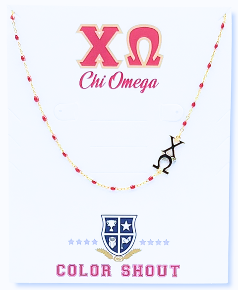 Chi Omega Greek Letter Side Set Necklace
