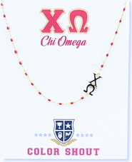 Color Shout Chi Omega Greek Letter Side Set Necklace