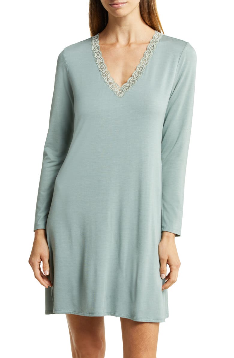 Natori Feathers Long Sleeve Nightgown, Main, color, 