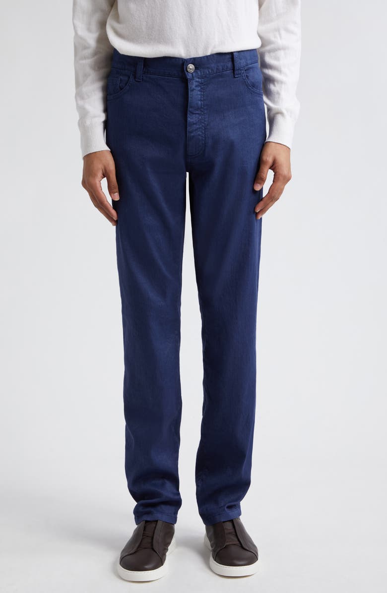 ZEGNA Roccia Stretch Cotton & Linen Pants, Main, color, 