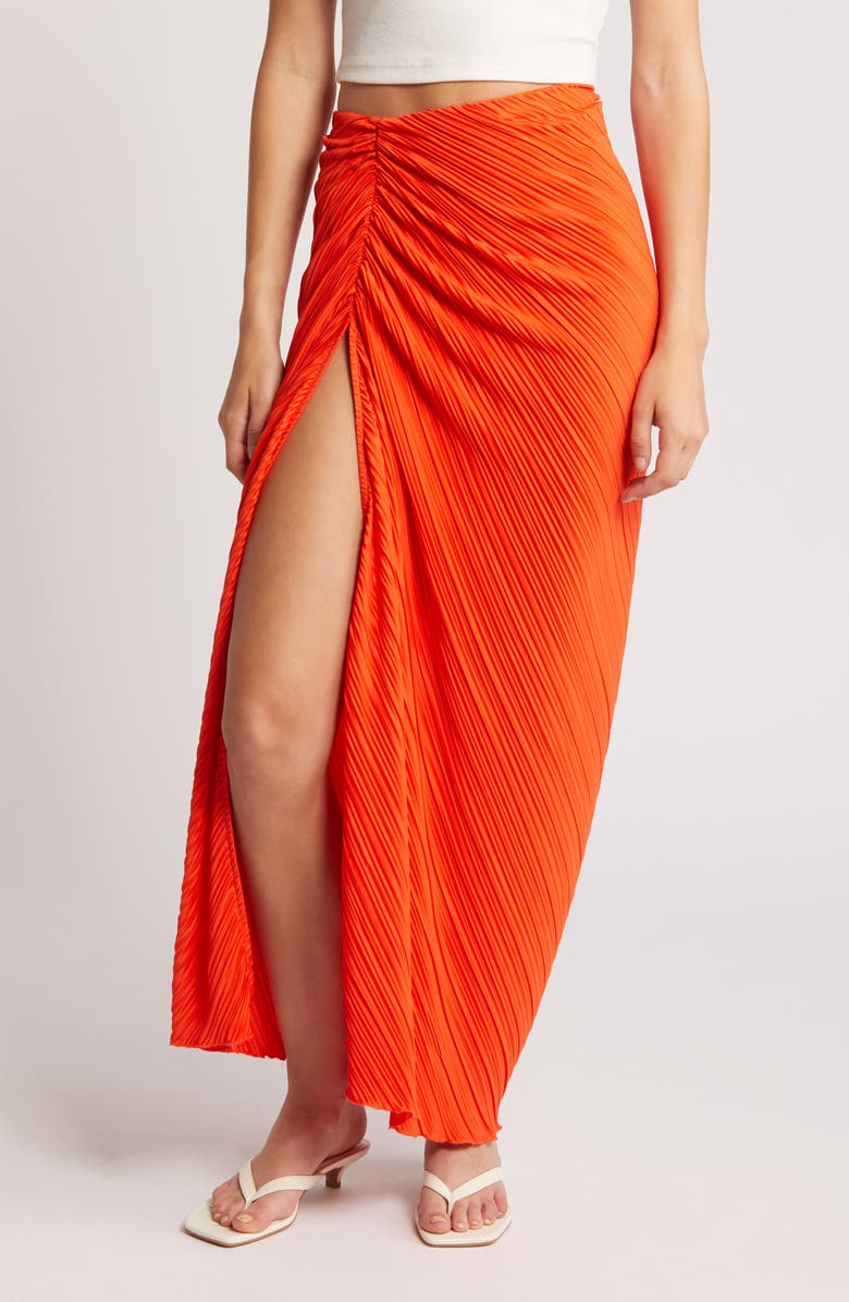 Good American Plissé Sarong Maxi Skirt, Main, color,