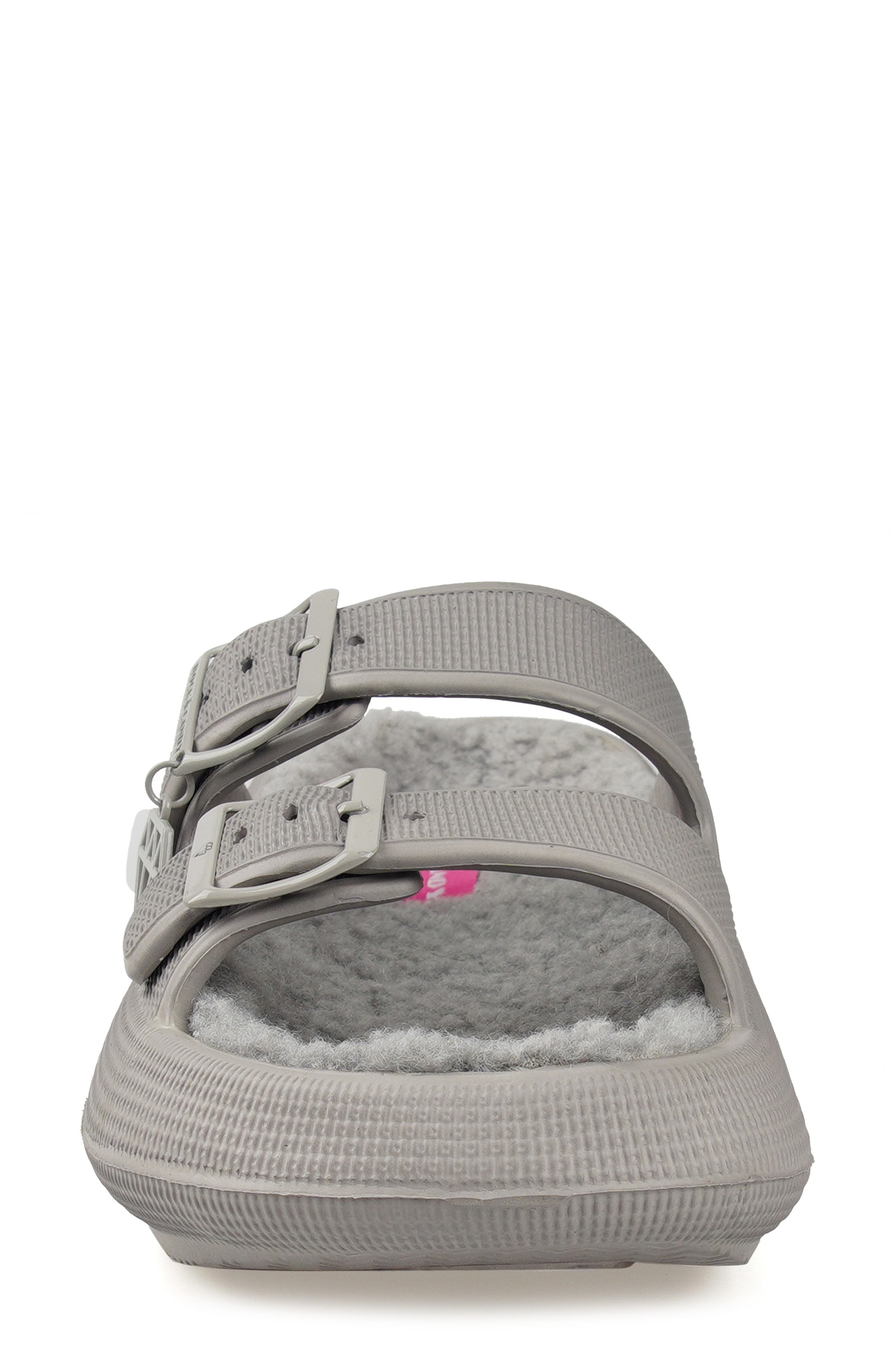 ROCK AND CANDY Faux Shearling Slide Sandal, Alternate, color, Light Gray