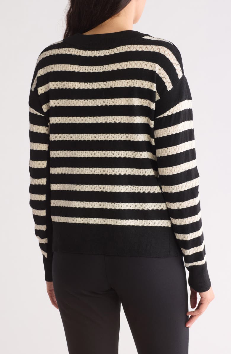 T Tahari Stripe Pointelle Sweater, Alternate, color, 