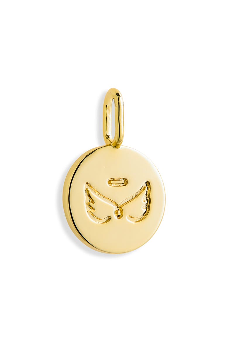 Engraved Angel Wing Charm, Main, color, GOLD