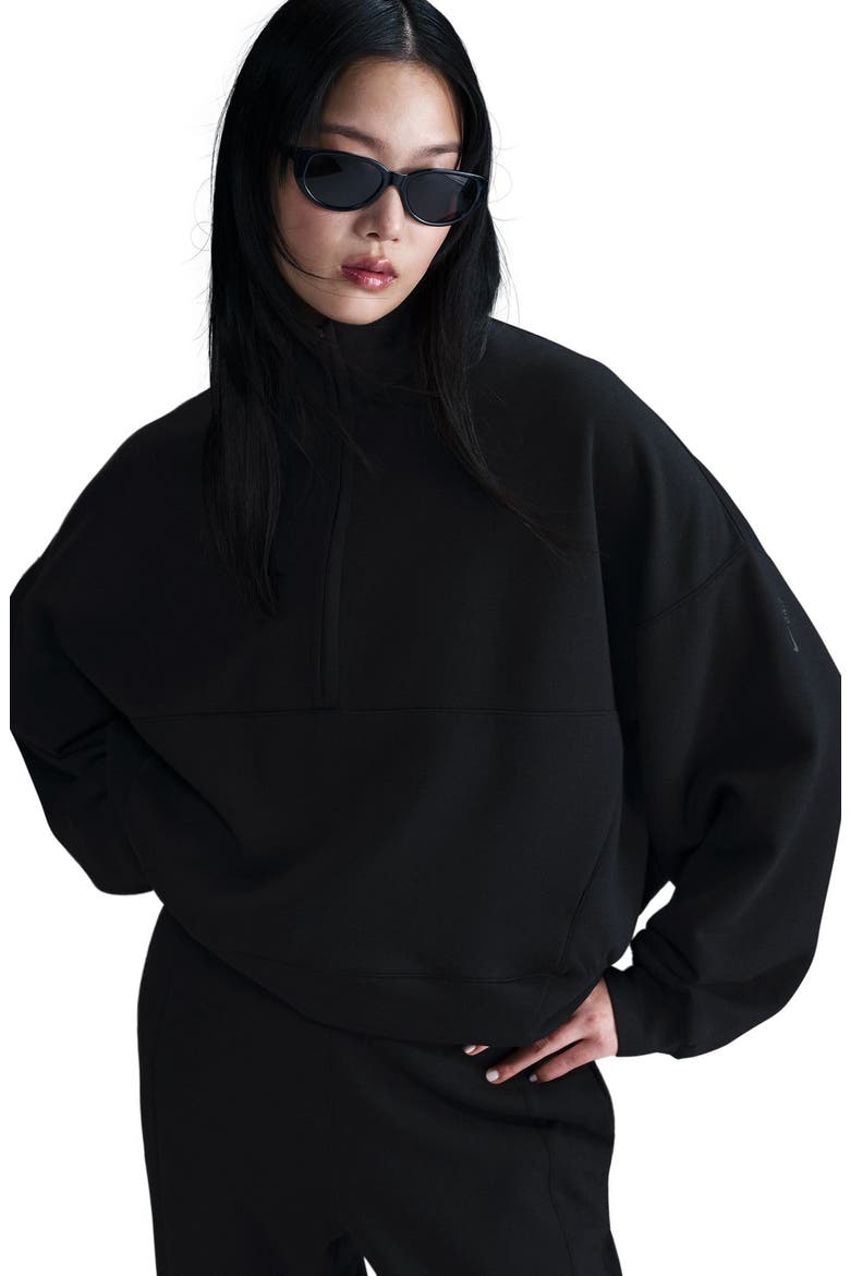 24.7 ImpossiblySoft Dri-FIT Oversize Half Zip Top, Alternate, color, 010 010 BLACK/BLACK