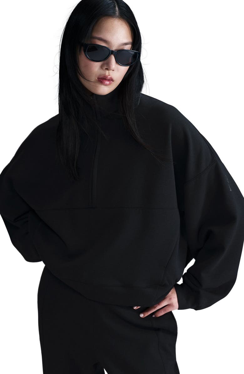 Nike 24.7 ImpossiblySoft Dri-FIT Oversize Half Zip Top, Alternate, color, 010 010 Black/Black