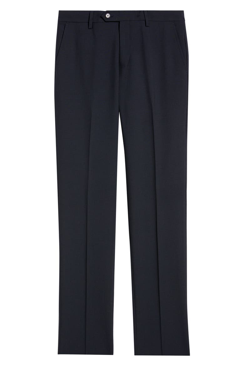 Flat Front Tropical Weight Wool Dress Pants, Alternate, color, NAVY