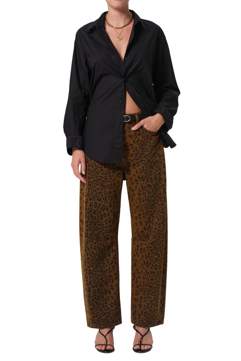 Miro High Waist Barrel Jeans, Alternate, color, SEPIA CHEETAH