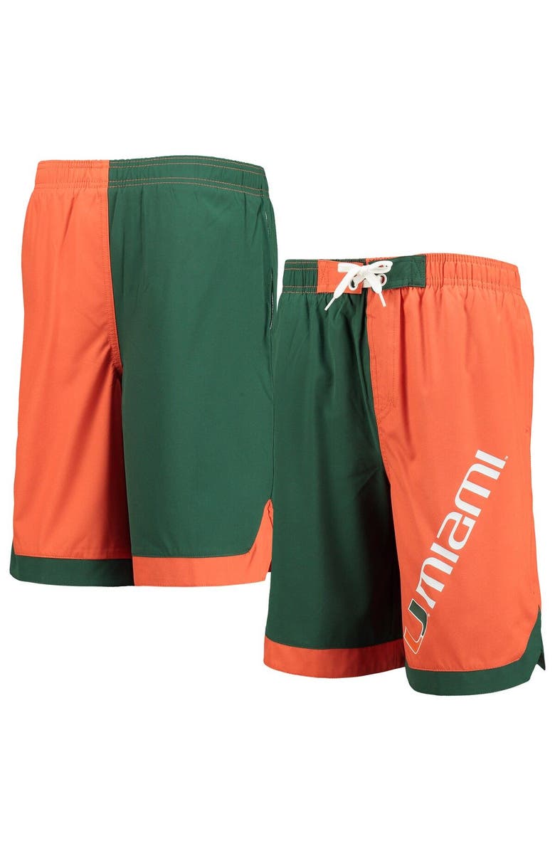 Outerstuff Youth Green/Orange Miami Hurricanes Conch Bay Swim Shorts, Main, color, 
