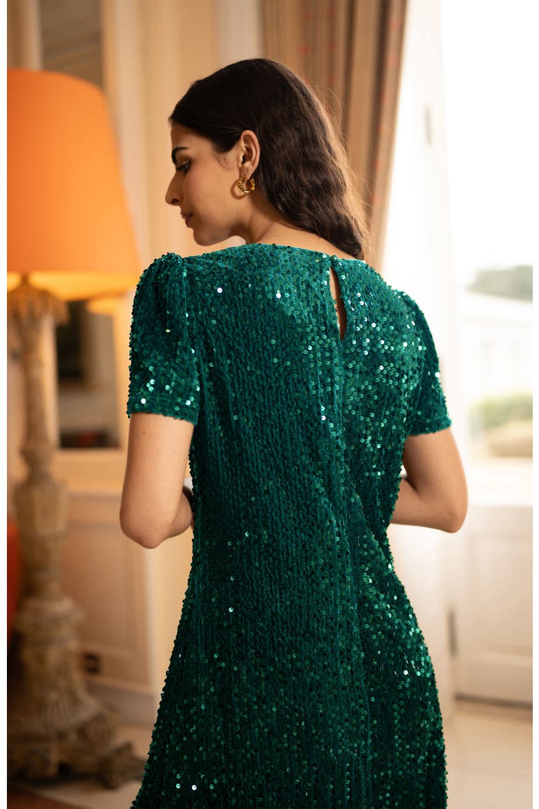 Sequin Tunic Mini Dress, Alternate, color, Green