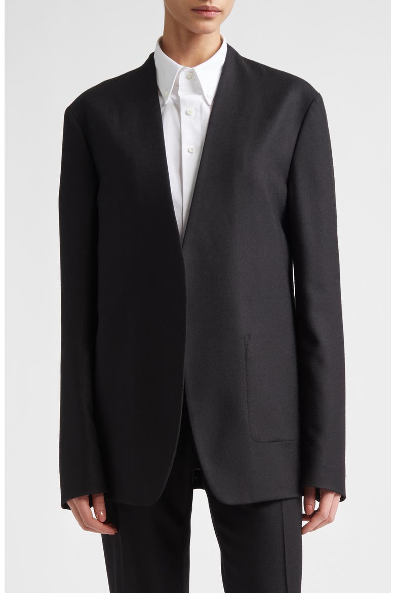Minimal Virgin Wool Blazer, Main, color, BLACK