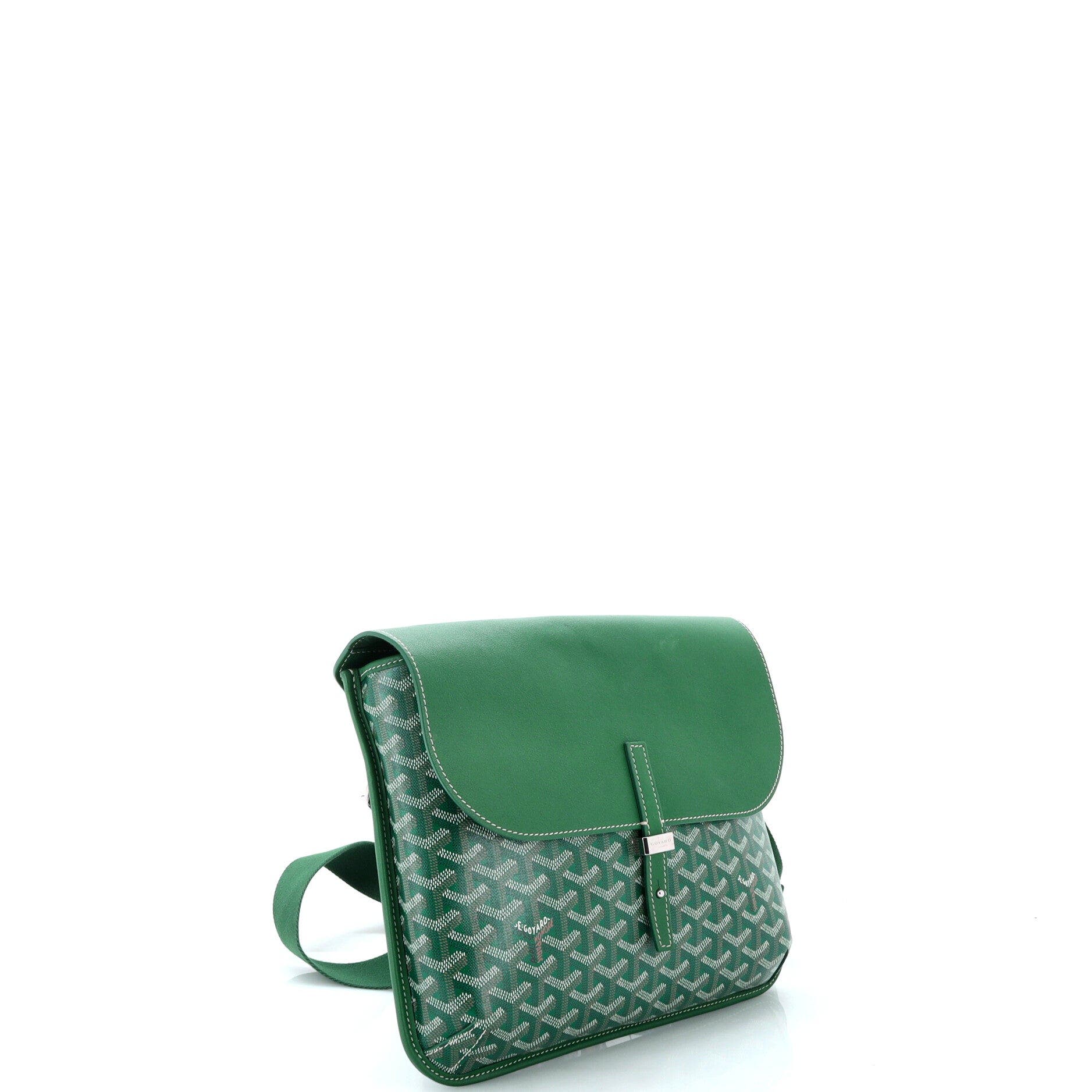 Coursier Messenger Bag Coated Canvas and Leather, Alternate, color, Green