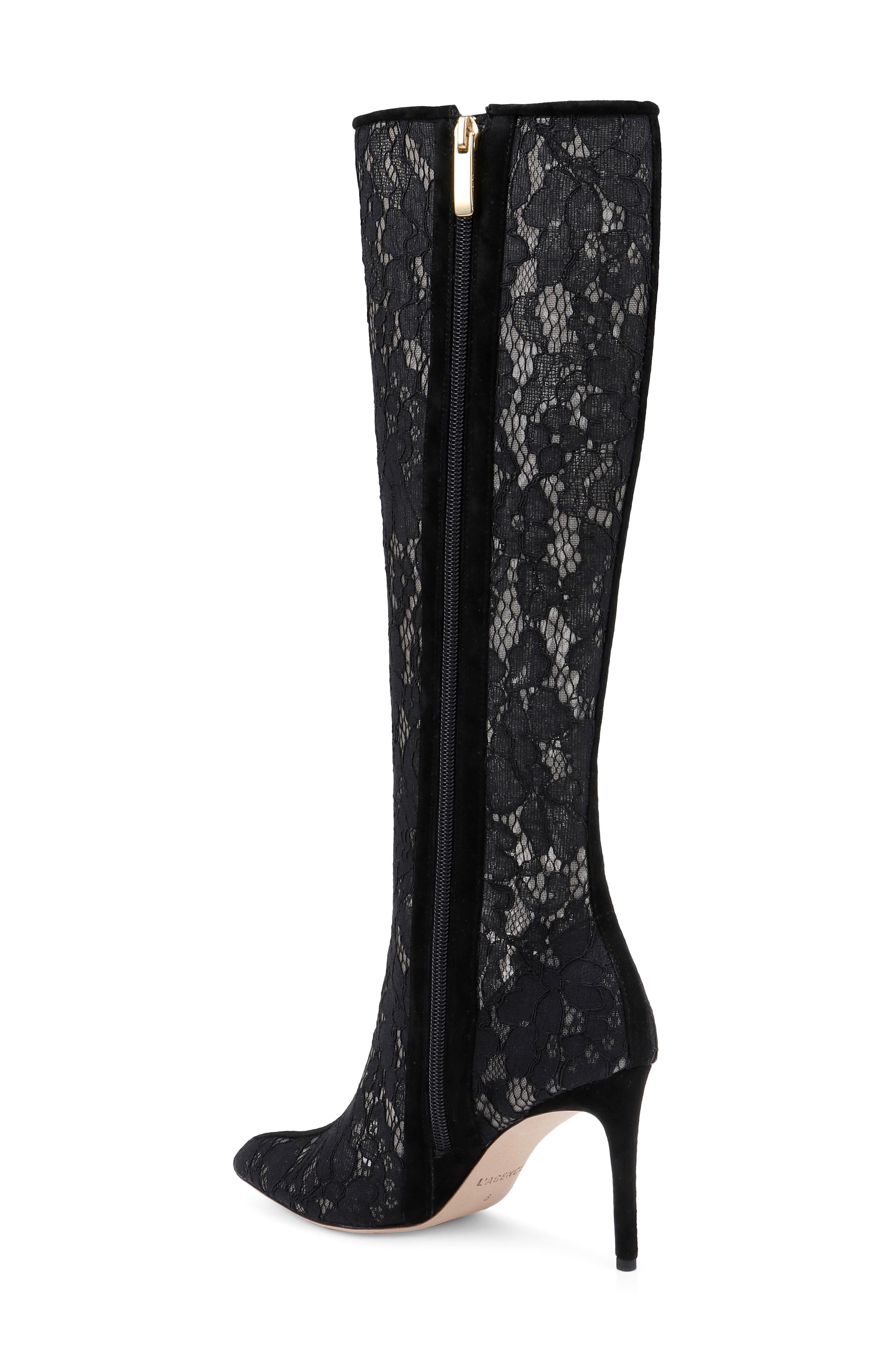 Fletcher Lace Knee High Boot, Alternate, color, BLACK LACE