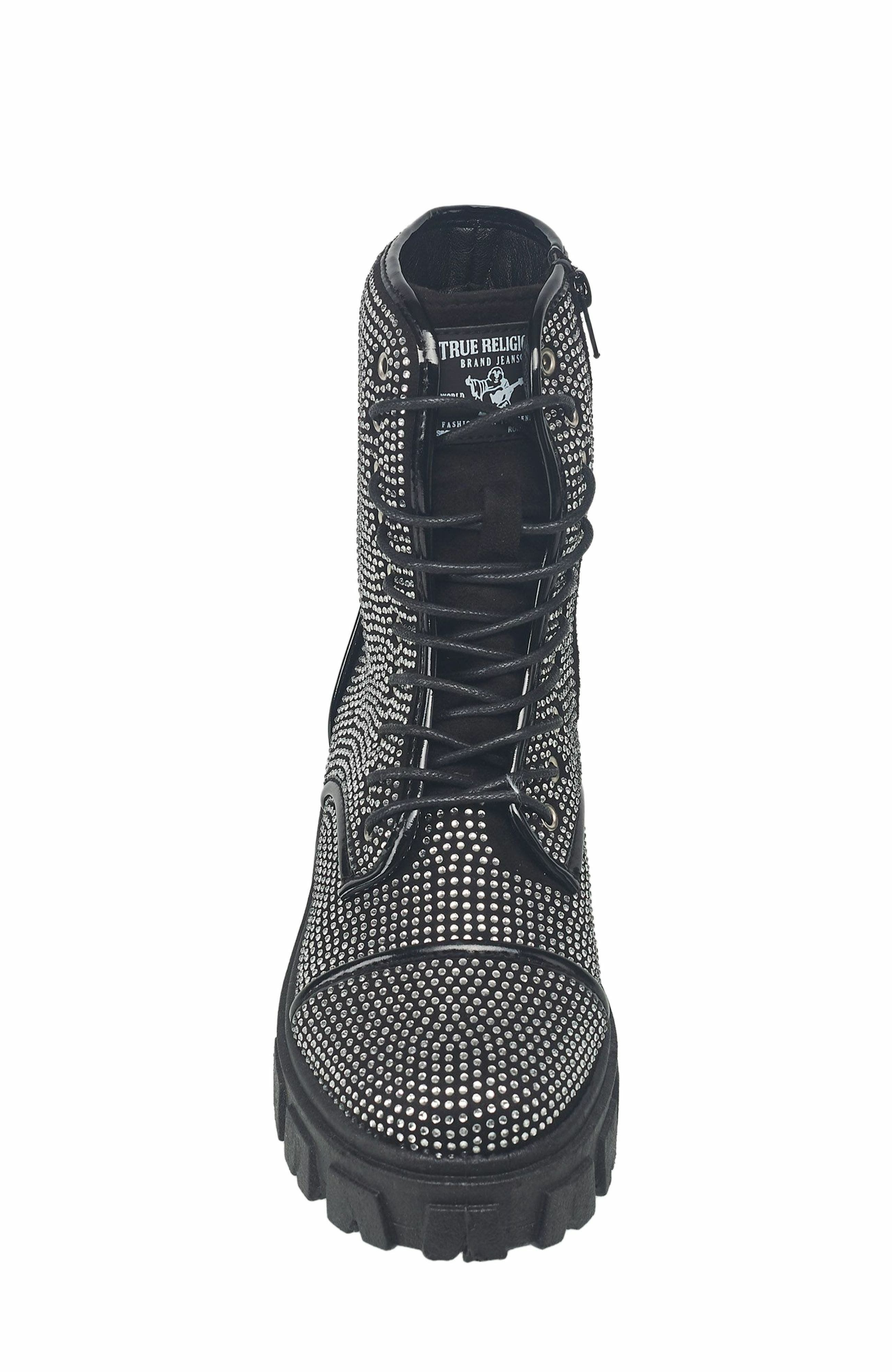 True Religion Gee Rhinestone Combat Boot, Alternate, color, 
