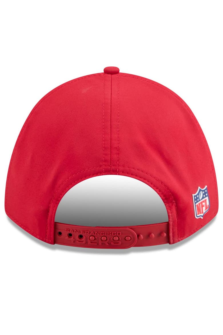 Men's New Era Scarlet San Francisco 49ers 2025 Sideline  M-Crown 9FORTY Adjustable Hat, Alternate, color, Scarlet