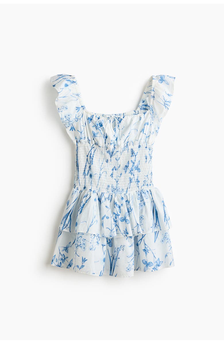 H&M Smocked-waist dress, Alternate, color, White/Blue Floral