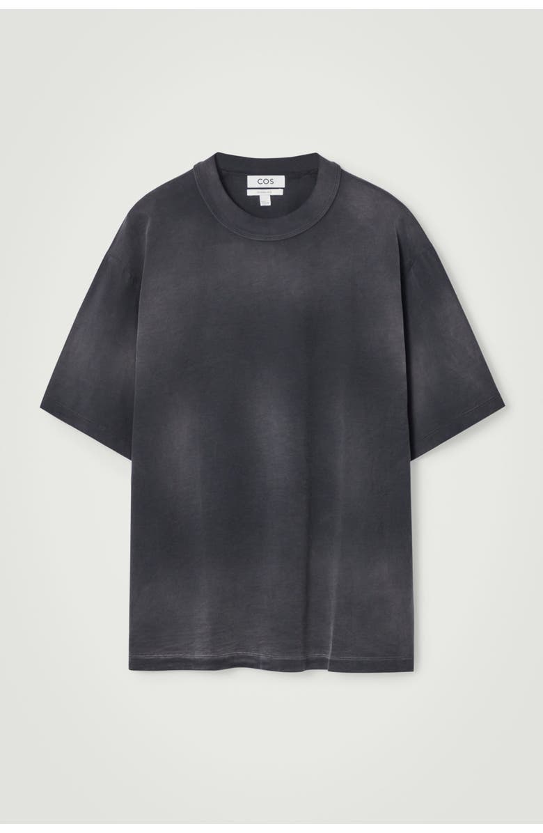 COS Oversized Washed-Jersey Mock-Neck T-Shirt, Alternate, color, Black