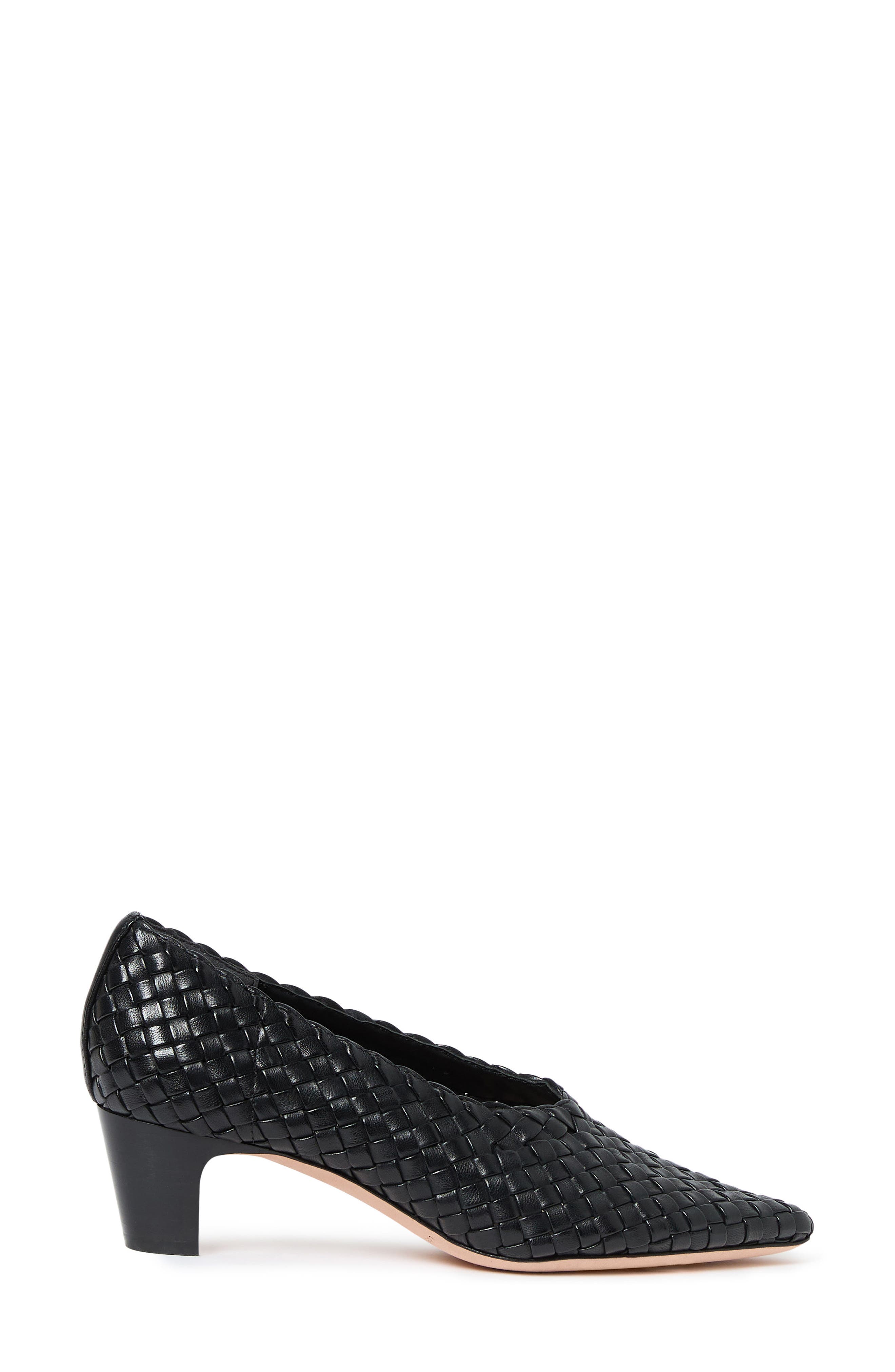 Loeffler Randall Maeve Woven Leather Pointed Toe Pump, Alternate, color, Black