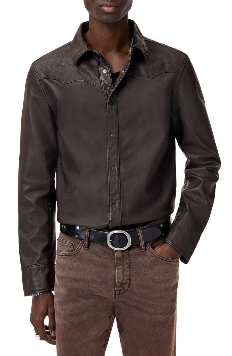 John Varvatos Samuel Leather Shirt Jacket, Main, color, 