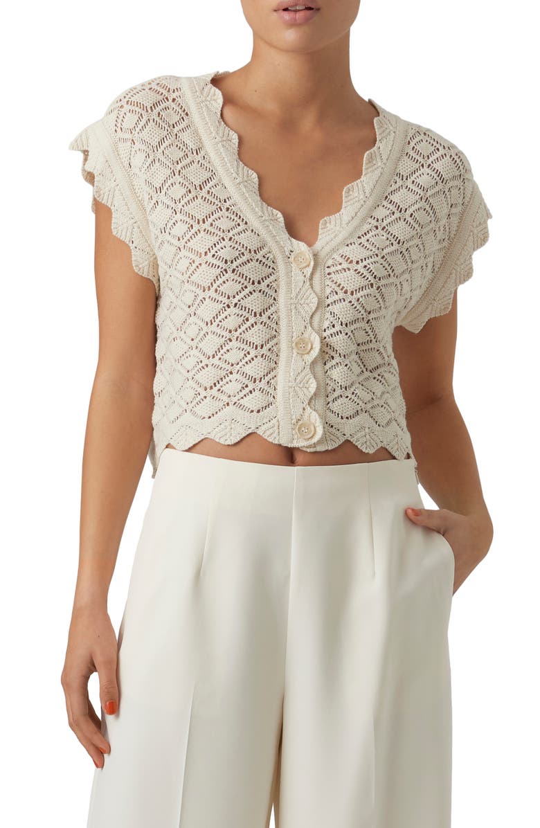 VERO MODA Celia Pointelle Crop Cardigan, Main, color, 