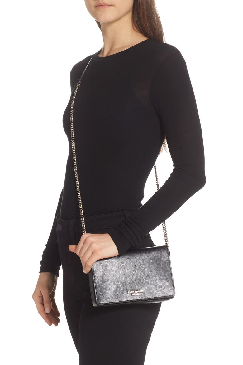 spencer leather wallet on a chain, Alternate, color, BLACK