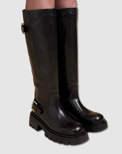 Mi/mai Herpen Chunky Treaded Sole Long Boot In Black