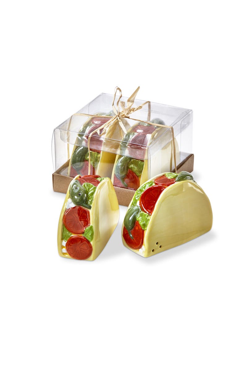 tag Taco Ceramic Decorative Salt and Pepper Shaker Set, Main, color, Multicolored