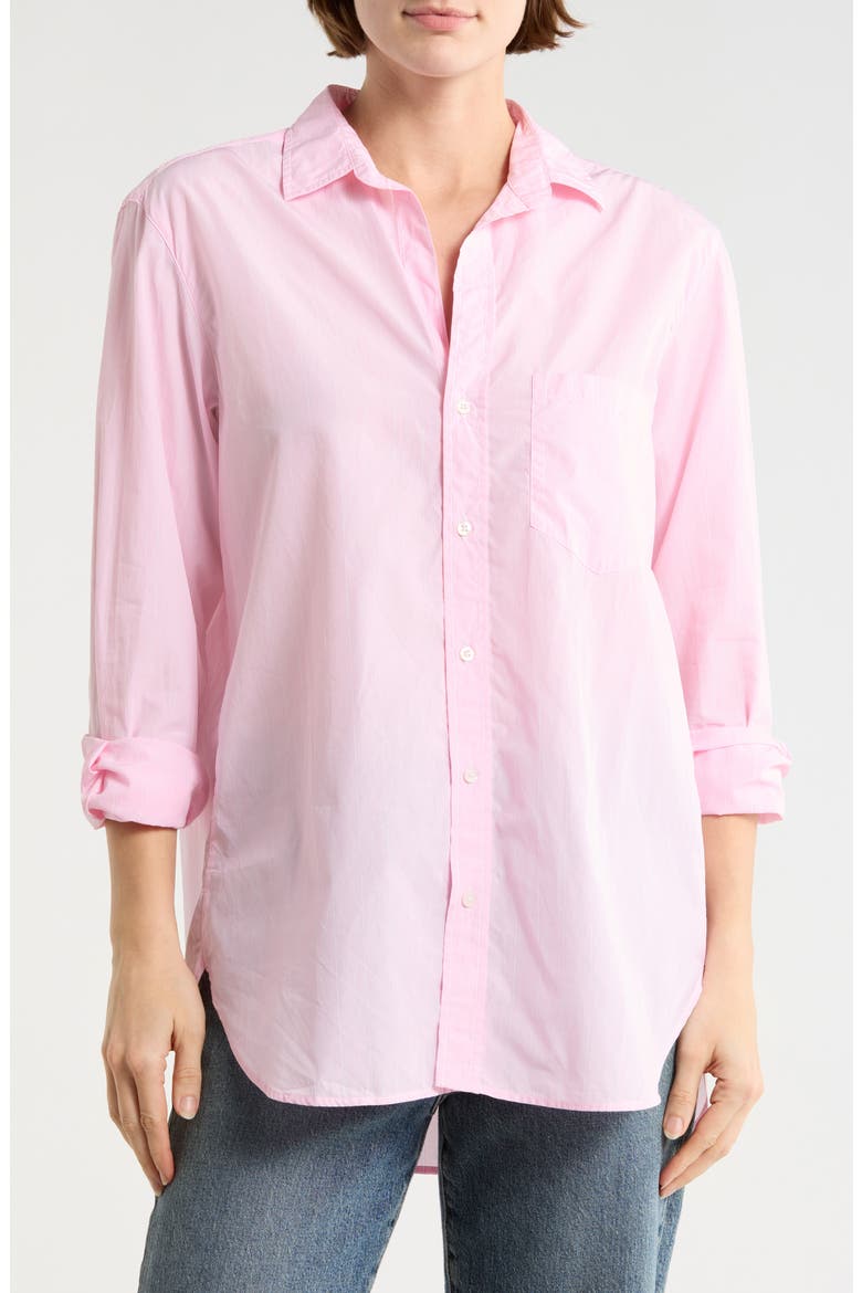 Joedy Cotton Button-Up Shirt, Main, color, WIDE WHITE AND PINK STRIPE