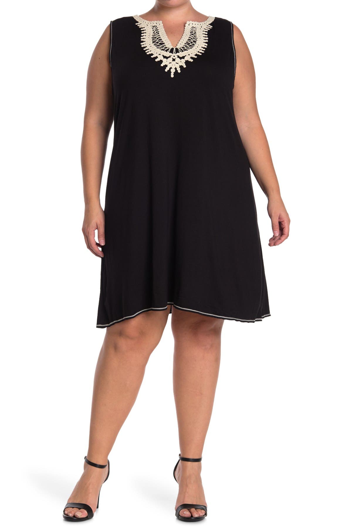 MAX STUDIO Split Neck Sleeveless Shift Dress (Women) | Nordstromrack