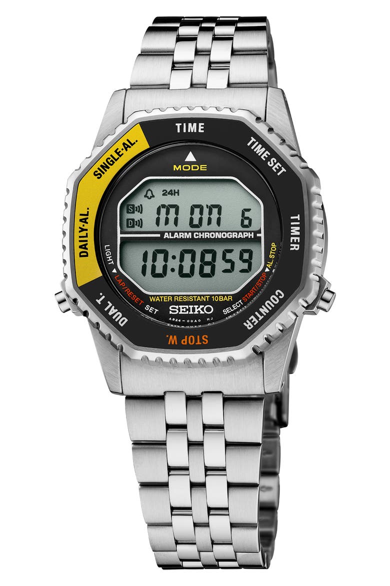 Essentials RotoCall Digital Chronograph Bracelet Watch, 37mm, Main, color, YELLOW