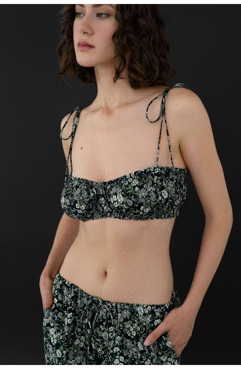 nuaje nuaje Nova Shirred Cotton Bandeau, Alternate, color, Floral